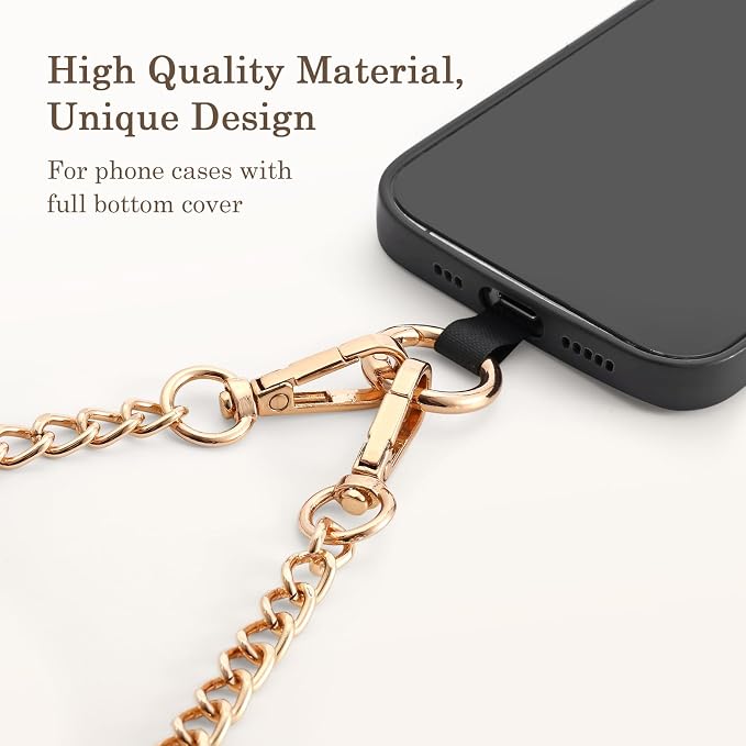 Diaclara Clip and Go Chain Phone Strap with Zipper Pouch- Stylish Crossbody Adjustable Chain Lanyard with Leather Wallet for All Phones, Silver
