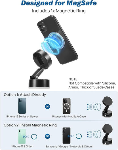 JOYTUTUS Shower Phone Holder, Reusable Suction Cup Phone Mount for Shower, Mirror, Kitchen, Window & Bathroom, Shower Phone Mount Compatible with iPhone 16, 15, 14, 13, 12 & All Phones,Black,2 Pack
