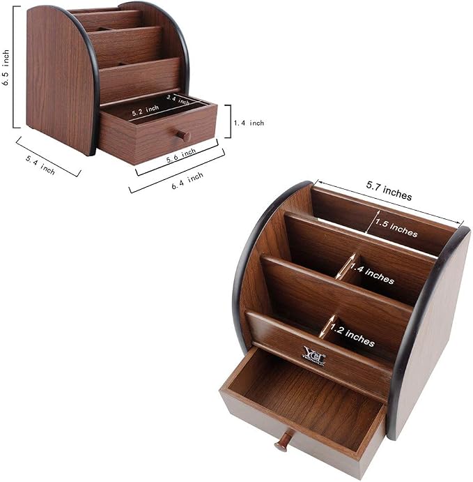 Remote control organizer with drawer, makeup organizers,office pencil holder for desk,wooden multifunctional tabletop storage case YCL828
