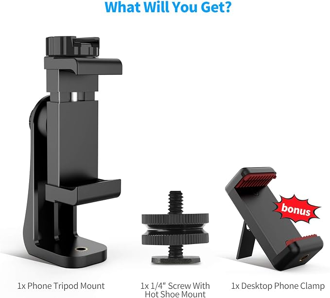 Owine Universal Dual Cell Phone Tripod Mount Adapter Premium Smartphone Clamp, Compatible with iPhone,Samsung Galaxy,Note,Lg,All Smartphones Perfectly.Connects to Tripod, Monopod, Selfie Stick