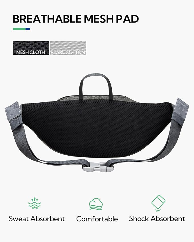 WATERFLY Large Fanny Pack Waist Bag: Multipocket Woman Man Waist Pack Runner Hip Pouch Purse Belt Bag Water Resistant Bum Bag Fit All Phones for Walking Jogging Running Cycling Travelling Hiking