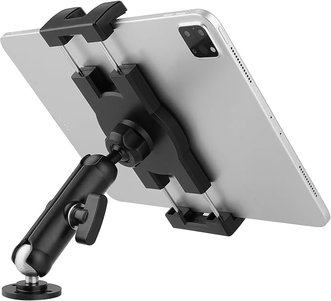 Aluminum Heavy Duty Drill Base Tablet Holder for Car,Tablet Mount for Truck,Commercial Vehicles,Dashboard,Boat and Wall Compatible with 4"-12.9" iPad Pro/Mini/Galaxy Tab//Phones,Large Case Friendly