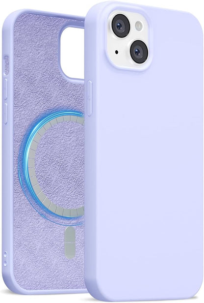 for iPhone 13 Mini/ 12 Mini Case Silicone Compatible with Magsafe Case, Ultra Slim Thin Magnetic Phone Cases Mag Safe, Cute Soft Rubber Gel Wireless Charging Cover for Women, Purple Lavender