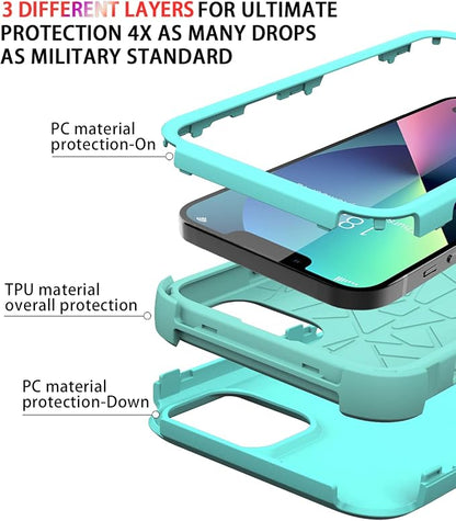 Diverbox for iPhone 13 Case [Shockproof] [Dropproof] [Dust-Proof],Heavy Duty Protection Phone Case Cover for Apple iPhone 13 (Teal)