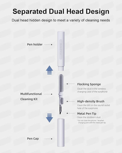 Hagibis Cleaning Pen for Airpods Pro 1 2 3 Multi-Function Cleaner Kits Soft Brush for Bluetooth Earphones Case Cleaning Tools for iPhone 16 15 Pro Max LEGO Camera Lens (White)