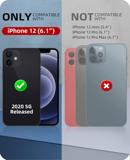 WIFORT for iPhone 12 Waterproof Case - [Certified Water Proof & Military Protection] with [Built-in Screen Protector], Full Body Shockproof Phone Case Cover for iPhone 12 6.1" - Black