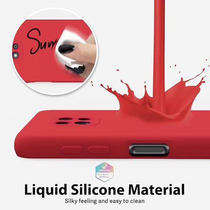oakxco for Motorola Moto G Power 2021 Phone Case Liquid Silicone, Thin Slim Soft Rubber Gel TPU Plain Simple Cover for Women Girl Cute, Matte Solid Color, Red