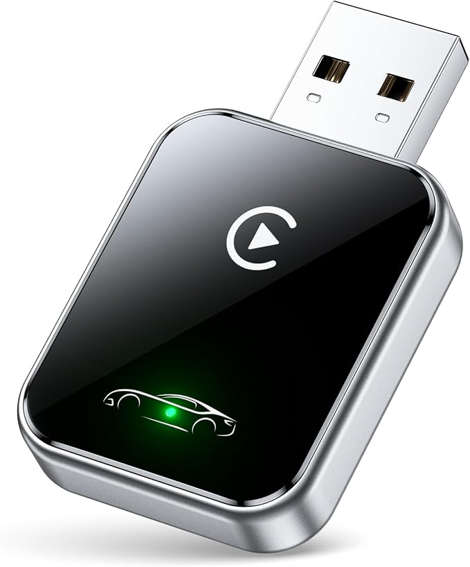 Wireless CarPlay Adapter for iPhone, Convert Wired to Wireless CarPlay Adapter, Mini Size with Extension Cable USB & USB-C/Type-C, Stable Car Control & No Delay