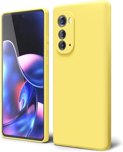 oakxco for Motorola Edge 2022 Phone Case Liquid Silicone Grip, Fluorescent Bright Solid Color, Cute Thin Slim Soft Rubber TPU Plain Smooth Gel Matte Protective Cover for Women Girl, Lime Neon Yellow