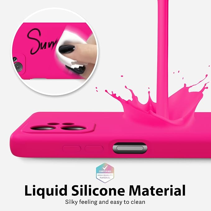 oakxco for Motorola Moto G Power 5G 2023 Phone Case Liquid Silicone, Neon Bright Solid Color, Thin Slim Soft Rubber Gel Matte TPU Plain Simple Cover for Women, Hot Pink Fuchsia
