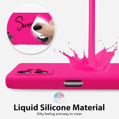 oakxco for Motorola Moto G Power 5G 2023 Phone Case Liquid Silicone, Neon Bright Solid Color, Thin Slim Soft Rubber Gel Matte TPU Plain Simple Cover for Women, Hot Pink Fuchsia