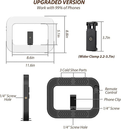 Ring Light for Phone with Video Rig, LED Video Light Kit, 8000mAh Battery, Bluetooth Remote, Adjustable Brightness and Color for Selfie, Phone Photography, TikTok, YouTube, Vlogging (LED Pro)