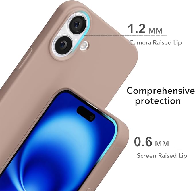 for iPhone 16 Case Silicone Compatible with Magsafe Case, Ultra Slim Thin Magnetic Phone Cases Mag Safe, Cute Soft Rubber Gel TPU Matte Plain Wireless Charging Cover for Women, Brown