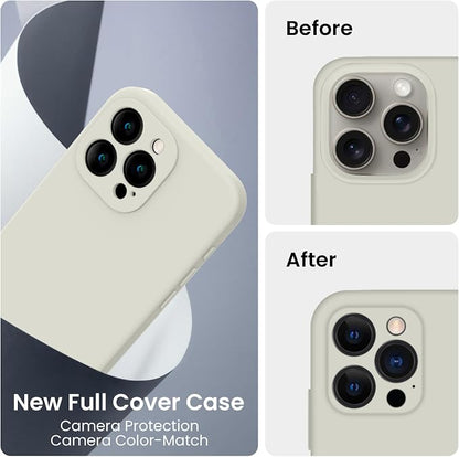 FireNova Designed for iPhone 16 Pro Case, Silicone Upgraded [Camera Protection] Phone Case, Soft Anti-Scratch Microfiber Lining Inside, 2024, Stone