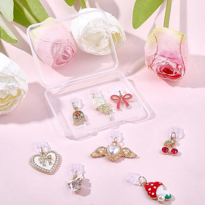 8Pcs 8 Styles Charms for Kindle Heart Bow Mushroom Cherry Flower Dust Plug Charm Compatible with Kindle E-Reader Phone Type C Charging Ports Gift for Book Lover Readers Men Women