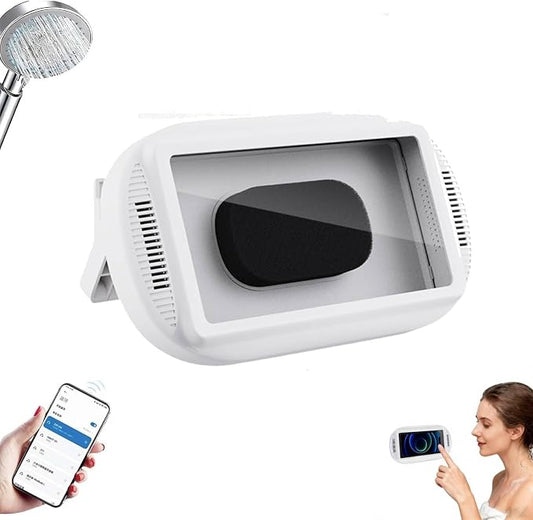 Shower Phone Holder,Water Proof with Speaker-Phone Holder Phone,360° Rotatable No Fog Screen Wall Mount,Universal 4-7 Inch Phones Bathroom Bathtub Kitchen,Secure 360°, No Hands Entertainment (2)