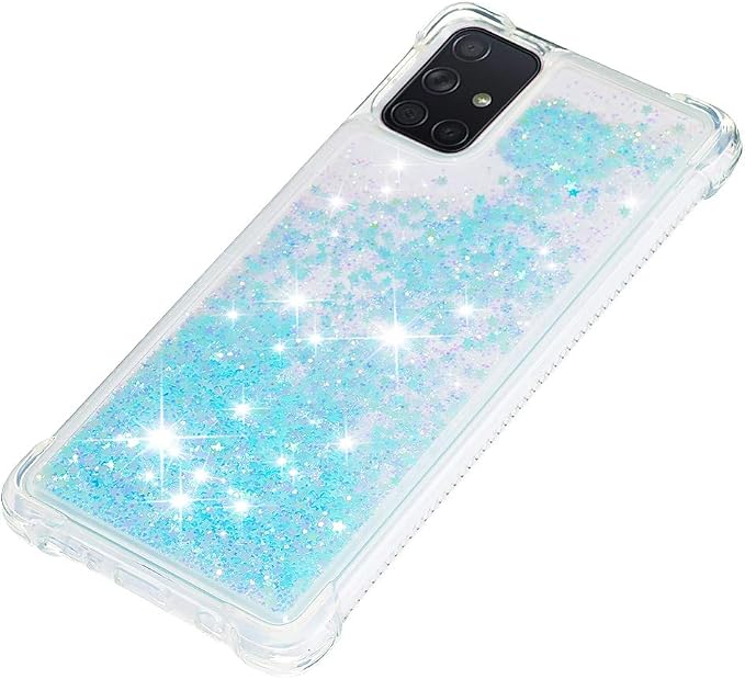 Bling Protective Case für Galaxy A71 Women, Slim Floating Liquid Phone Cover Silicone Bumper Case Transparent Shockproof Cover TPU Case Yellowing-Resistant Cases Compatible with Samsung Galaxy A71
