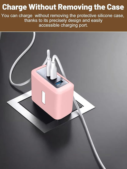 Silicone Protective Case for Anker Nano 100W USB-C Charger, Full-Body Protective Cover with Precise Cutouts, Shockproof Dustproof Charging Block Protector Sleeve & Scratch-Resistant Sleeve (Pink)