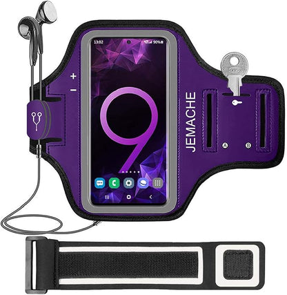 Galaxy Note 10+, 9, 8 Armband, JEMACHE Gym Run Workout Water Resistant Arm Band Case for Samsung Galaxy Note 8/9/10 Plus with Key Holder (Purple)