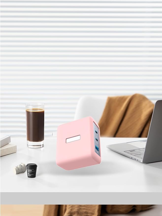 Case for Anker 100W USB C Charger (GaN II), WUNIAK Soft Silicone Protective Portable Scratch Shock Resistant Shell, Protective Case for Anker 736 Charger (A2145/B2145), Pink