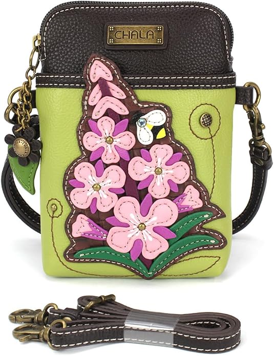 CHALA Plant Life Collection Cell Phone Crossbody Purse-Women PU Leather/Canvas Multicolor Handbag with Adjustable Strap