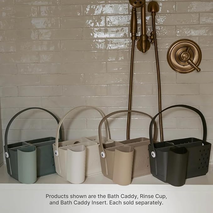 Parker Baby Bath Caddy | BPA Free & Food Grade Shower Caddy Organizer for Toys & Supplies | Quick-Dry, Sturdy & Perfect Size Shower Basket w/Handle in Neutral Colors