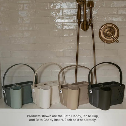 Parker Baby Bath Caddy | BPA Free & Food Grade Shower Caddy Organizer for Toys & Supplies | Quick-Dry, Sturdy & Perfect Size Shower Basket w/Handle in Neutral Colors