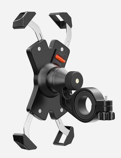 Grefay Bike Phone Mount Metal Motorcycle Handlebar Phone Holder Scooter Phone Clamp for 4.0-7.0 Inch Smartphone with 360° Rotation
