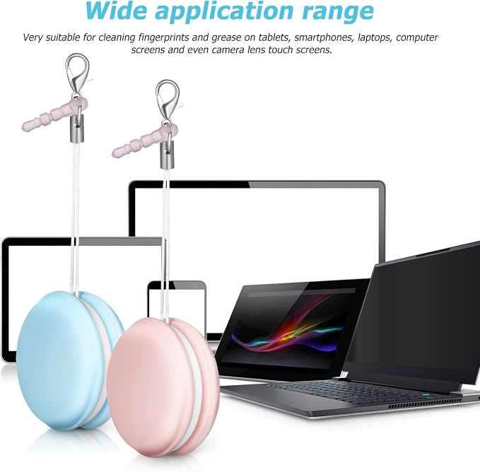NUOBESTY 18Pcs Macaron Mobile Phone Screen Cleaning Screen Cleaner Tools Screen Wipe Pendant Screen Cleaning Ball for Phones Laptop Tablet Screens