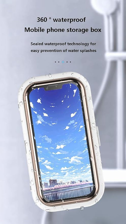 Shower Phone Holder Waterproof - 360° Bathroom Wall Phone Mount Stand Water Proof Anti Fog Case, Suitable for Phones Under 7 inches (First Generation Green)