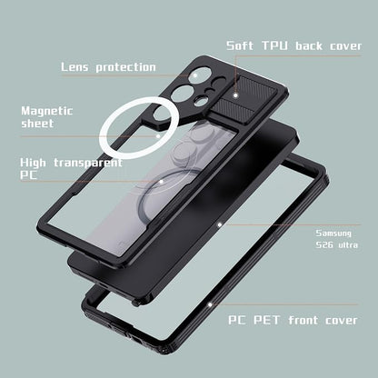 Omio for Galaxy S26 Ultra Waterproof Case Compatible with MagSafe, Magnetic Waterproof Full Body IP68 Underwater Case Built-in Screen Protector Military Grade Shockproof Case for Men Women Black