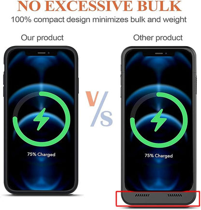 Battery Case for iPhone 12 Pro Max,12000mAh Portable Protective Charging Case with Wireless Charging Compatible with iPhone 12 Pro Max (6.7inch) Extended Battery Pack Charger Case with Carplay (Black)