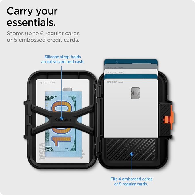 Spigen for MagSafe Wallet, Heavy Duty Hardshell Magnetic Card Holder Compatible with iPhone 17/16/15/14/13/12 Pixel 10 Series MagSafe-Cases Pixelsnap Holds 5-6/7-8 Cards