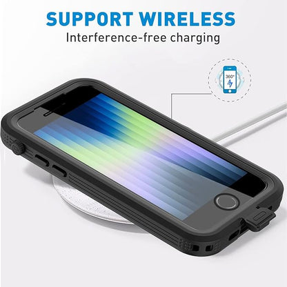 AICase iPhone SE 2020/2022/iPhone 7/8 Waterproof Case, 4.7" 360 Dustproof and Shockproof, IP68 Full Body Protection Fully Sealed Underwater Protective Cove for iPhone 7/8/SE 2020/SE 2022 Black