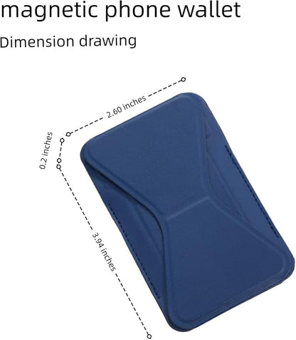 for MagSafe Wallet RFID Blocking, 2 Card Holder, Stand Strong Magnetic Grip, Slim Leather Phone Wallet, Compatible with iPhone 17/16/15/14/13/12 Series (Deep Blue Small Support)