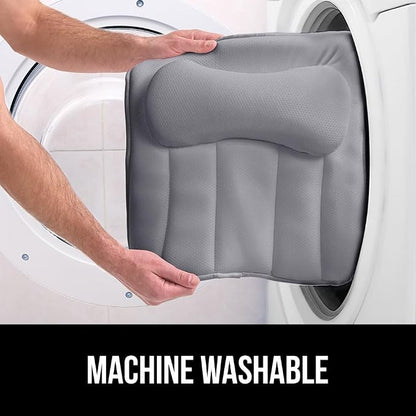 GORILLA GRIP Bath Pillow for Tub, 6 Strong Suction Cups, 4D Mesh FlexComfort Headrest for Neck, Head and Back Support, Luxury Machine Washable Pillows, Bathtub Accessories, Spa Gifts for Women, Gray