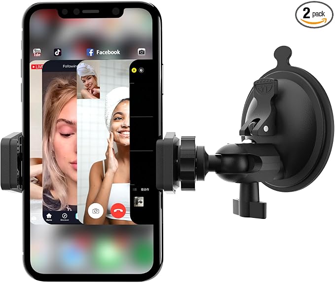 Shower Mirror Phone Holder, Suction Cup Mirror Phone Mount for Shower Bathroom Glass Kitchen Tile, TikTok YouTube Instagram Make Up Vlog Video Content Creator Essentials