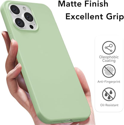 for iPhone 13 Pro Max Case Silicone Compatible with Magsafe Case, Ultra Slim Thin Magnetic Phone Cases Mag Safe, Cute Soft Rubber Gel Matte Plain Wireless Charging Cover for Women, Sage Green