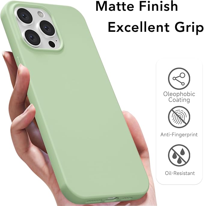 for iPhone 13 Pro Case Silicone Compatible with Magsafe Case, Ultra Slim Thin Magnetic Phone Cases Mag Safe, Cute Soft Rubber Gel TPU Matte Plain Wireless Charging Cover for Women, Sage Green