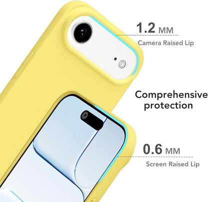 for iPhone 17 Air Case Silicone Compatible with Magsafe Case, Ultra Slim Thin Magnetic Phone Cases Mag Safe, Cute Soft Rubber Gel TPU Matte Plain Wireless Charging Cover for Women, Yellow