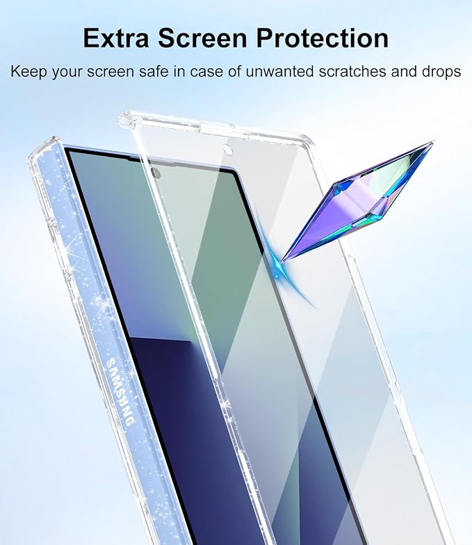 Btscase for Samsung Galaxy Z Fold 8 Ultra Case,Built in Front Screen Protector,[Compatible with MagSafe] Marble Hard PC Slim Shockproof Full Body Drop Protective Case for Z Fold 8 Ultra, Clear Glitter