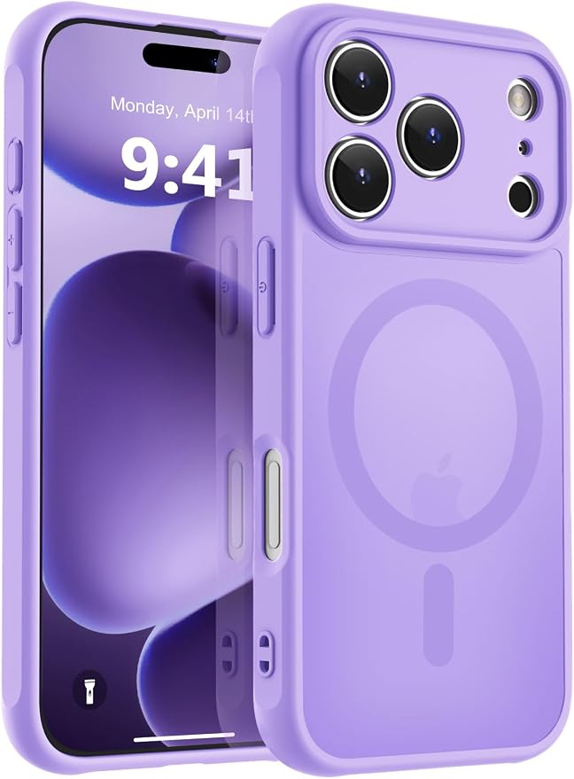 MOCCA Magnetic for iPhone 17 Pro Case, (Compatible with Magsafe) (16FT Military Grade Protection) Full Camera Protection Anti-Fingerprint Slim Translucent Matte Phone Cover 6.3",Light Purple