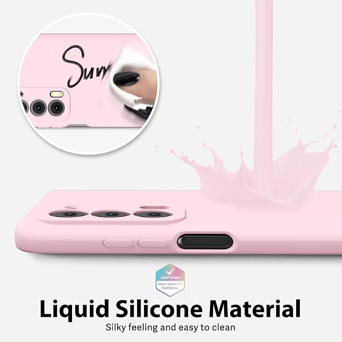 oakxco for Motorola Moto Edge 2021/Edge 2021 5G UW Phone Case Liquid Silicone, Thin Slim Soft Rubber Gel TPU Plain Simple Cover for Women, Matte Solid Color, Pink Sand