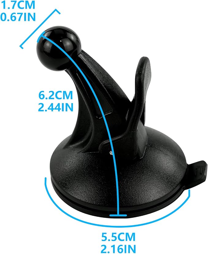 EKIND Replacement Cradle and Removable Car Windscreen Windshield Suction Cup Mount 17mm Swivel Ball GPS Holder Compatible for Garmin GPS Nuvi -Black