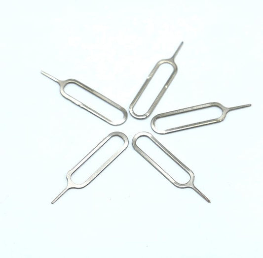 (5 Pack) eTECH Collection Sim Card Tray Remover Eject Pin Key Tool for iPhone iPad Samsung Galaxy Smart Phone/Tablet and More (Silver)