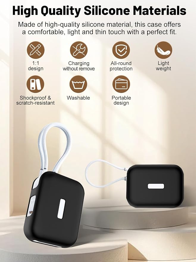 Silicone Protective Case Compatible with TORRAS EasyGo Power Bank 45W Ultra-Fast Charging 10000mAh, Full-Body Protective Cover with Precise Cutouts, Shockproof & Scratch-Resistant Sleeve (Black)
