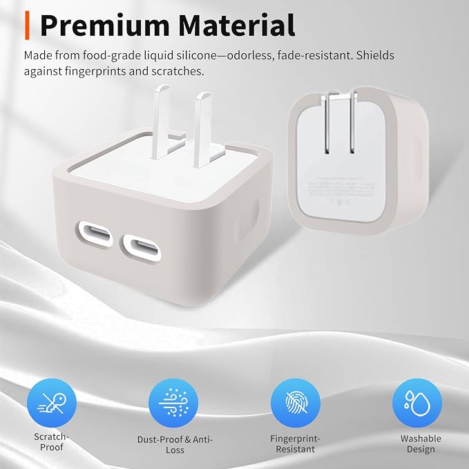 Case for Apple 35W Power Adapter – Soft Silicone Protective Cover for Dynamic Charger,Shockproof Dustproof Charging Block Protector Sleeve[Grey]