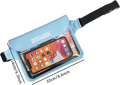 Waterproof Waist Pouch Dry Belt Bag Fanny Pack Keep Your Key Fob Wallet Kindle Phone Dry Perfect For Swim Surf Snorkel(Blue)