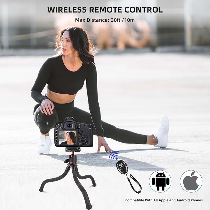 Famall Flexible Phone Tripod for GoPro, Mini Camera Stand with Remote, 1/4'' Screw with Phone Holder&Cold Shoe, Tripod Holder for iPhone Samsung Canon Nikon Sony Streaming Vlog Smartphone