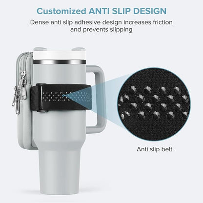 Water Bottle Pouch For Stanley Cup 40oz 30oz, Running Water Bottle Bag for Cards, Keys, Phone, Gym Accessories For Men Women, Travel Tumbler Mug Pouch Compatible With Stanley, Simple Modern